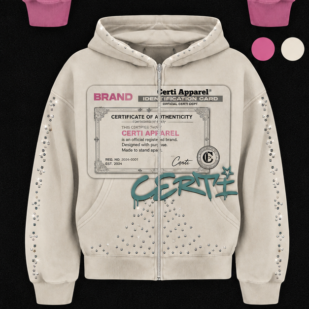 CERTI Zip Hoodie - Cream